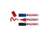 edding Marcador permanente 500 — 3 rotuladores multicolor, punta biselada 2-7 mm, resistente al agua
