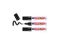 edding 500 marcador permanente - negro - 3 rotuladores - punta biselada 2-7 mm - resistente al agua, de secado rápido, rotuladores indelebles - para cartón, plástico, madera, metal, vidrio