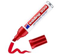edding Marcador permanente 500 – Rojo – Punta biselada 2-7 mm, resistente al agua – 1 rotulador