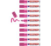 edding 500 marcador permanente - rosa - 10 rotuladores - punta biselada 2-7 mm - resistente al agua, de secado rapido, rotuladores indelebles - para carton, plastico, madera, metal, vidrio