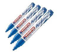 Edding 5100 marcador acrílico de trazo medio - azul oscuro - 1 rotulador acrílico resistente al agua - punta redonda 2-3 mm - pintura acrílica para lienzo, papel kraft, madera y piedra, Unidad