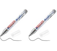 Edding 5100 marcador acrílico de trazo medio - plata - 1 rotulador acrílico resistente al agua - punta redonda 2-3 mm - pintura acrílica para lienzo, papel kraft, madera y piedra, Unidad