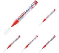 Edding 5100 marcador acrílico de trazo medio - rojo - 1 rotulador acrílico resistente al agua - punta redonda 2-3 mm - pintura acrílica para lienzo, papel kraft, madera y piedra (Paquete de 5)