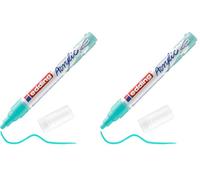 Edding 5100 marcador acrílico de trazo medio - turquesa - 1 rotulador acrílico resistente al agua - punta redonda 2-3 mm - pintura acrílica para lienzo, papel kraft, madera y piedra (Paquete de 2)