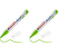 Edding 5100 marcador acrílico de trazo medio - verde limón - 1 rotulador acrílico resistente al agua - punta redonda 2-3 mm - pintura acrílica para lienzo, papel kraft, madera y piedra (Paquete de 2)