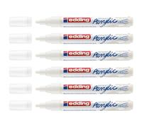Edding 5100 - Rotuladores acrílicos (punta mediana, 2 - 3 mm, 6 unidades), color blanco