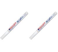 Edding 5300 marcador acrílico de trazo fino - blanco - 1 rotulador acrílico resistente al agua - punta redonda 1-2 mm - pintura acrílica para lienzo, papel kraft, madera y piedra (Paquete de 2)