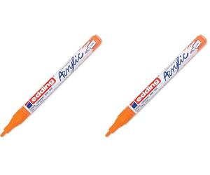 Edding 5300 marcador acrílico de trazo fino - naranja neón - 1 rotulador acrílico resistente al agua - punta redonda 1-2 mm - pintura acrílica para lienzo, papel kraft, madera y piedra (Paquete de 2)