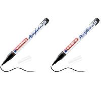 Edding 5300 marcador acrílico de trazo fino - negro - 1 rotulador acrílico resistente al agua - punta redonda 1-2 mm - pintura acrílica para lienzo, papel kraft, madera y piedra (Paquete de 2)