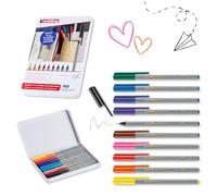 edding Rotuladores punta fina Edding 55 - set 10 colores brillantes, punta 0,3 mm