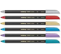 Edding 6 unidades de 1200 rotuladores especiales para escribir, pintar y marcar para letras a mano, ancho de trazo de 1 mm, oro metálico, plata, rojo, azul, verde, morado