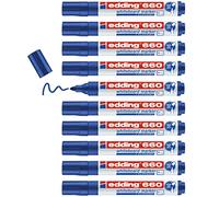 edding Marcadores para pizarra blanca 660-003, 10 unidades, punta redonda 1,5-3 mm, azul