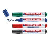edding 660 marcador para pizarras blancas - multicolor - juego de 4 rotuladores - punta redonda 1,5-3 mm - rotulador para pizarra blanca, borrado en seco - flipchart, tablón de notas - recargable