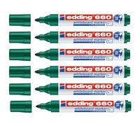 Edding 660 - Rotuladores para cuadros blancos (punta redonda, 1,5 - 3 mm, 6 unidades), color verde