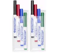 Edding 661-4-S - Marcador para pizarra blanca, 4 unidades, colores azul, rojo,verde y negro (Paquete de 2)