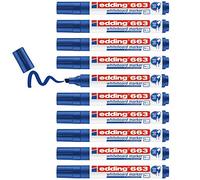 Edding 663 - Caja con 10 Marcadores para Pizarras Blancas - Punta Biselada 1-5mm - Azul