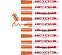 Edding 750-006 - 10 Marcadores de Tinta Opaca - Punta Redonda de 2-4mm - Naranja
