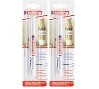edding 750 marcador de tinta opaca brillante - blanco - 1 rotulador - punta redonda 2-4 mm - rotulador brillante efecto lacado para vidrio, piedras, madera, plástico, papel - color permanente