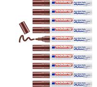 edding 750 marcador de tinta opaca brillante - marrón - x10 - punta redonda 2-4 mm - rotuladores brillante efecto lacado para vidrio, piedras, madera, plástico, papel - color permanente