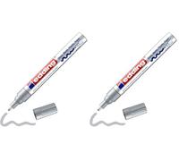 Edding 750 marcador de tinta opaca brillante - plata - 1 rotulador - punta redonda 2-4 mm - rotulador brillante efecto lacado para vidrio, piedras, madera, plástico, papel - color permanente