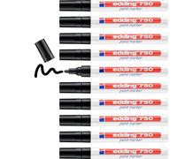 edding 750 marcador de tinta opaca - negro - 10 rotuladores - punta redonda 2-4
