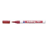 edding 750 marcador de tinta opaca - rojo - 1 rotulador - punta redonda 2-4 mm - para metal, vidrio, piedras o plástico - resistente al calor, permanente, no mancha, impermeable