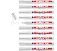 edding 750 marcadores de tinta opaca - blanco - 10 rotuladores - punta redonda 2-4 mm - para metal, vidrio, piedras o plástico - resistente al calor, permanente, no mancha, impermeable