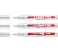Edding 750 - Rotulador (3 unidades, paquete ahorro, 9 colores a elegir), color weiß 3 unidades