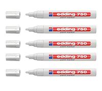 Edding 750 Rotulador permanente blanco, 2-4 mm, redondos, 5 unidades