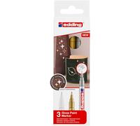 Edding 751-3 Marcadores de Tinta Opaca Brillante - Punta Redonda 1-2mm - Oro/Plata/Blanco