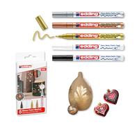 edding Marcadores 751-5 – Tinta opaca brillante – Punta redonda 1-2mm – Negro/Blanco/Oro/Plata/Cobre