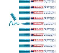 edding 751 marcador de tinta opaca brillante - azul claro - 10 rotuladores - punta redonda 1-2 mm - rotulador brillante efecto lacado para vidrio, piedras, madera, plástico, papel - color permanente
