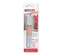 edding Rotulador Paintmarker 751, tinta opaca brillante, punta redonda 1-2 mm, blanco, pack 2