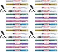 Edding 751 marcador de tinta opaca brillante - multicolor, metálico - 8 rotuladores - punta redonda 1-2mm - para vidrio, piedras, madera, plástico, papel - color permanente (Paquete de 4)