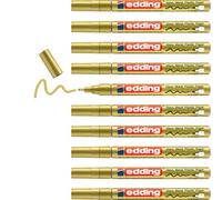 edding 751 marcador de tinta opaca brillante - oro - 10 rotuladores - punta redonda 1-2 mm - rotulador brillante efecto lacado para vidrio, piedras, madera, plástico, papel - color permanente