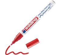edding 751 marcador de tinta opaca brillante - rojo - 1 rotulador - punta redonda 1-2 mm - rotulador brillante efecto lacado para vidrio, piedras, madera, plástico, papel - color permanente