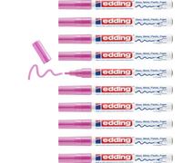 edding 751 marcador de tinta opaca brillante - rosa - 10 rotuladores - punta redonda 1-2 mm - rotulador brillante efecto lacado para vidrio, piedras, madera, plástico, papel - color permanente