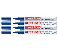 Edding 751 Marqueur peinture Pointe M, bleu, Lot de 4