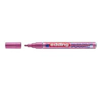 edding 751 marcador de tinta opaca brillante - rosa metálico - 1 rotulador - punta redonda 1-2 mm - rotulador brillante efecto lacado para vidrio, piedras, madera, plástico, papel - color permanente