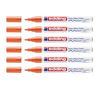 Edding 751 - Rotuladores de pintura brillante (punta redonda, 1 - 2 mm, 6 unidades), color naranja