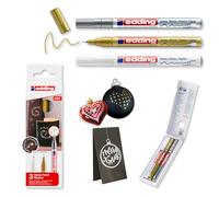 Edding 780-3 Marcadores de Tinta Opaca Brillante - Punta Extrafina 0.8 mm - Blanco, Oro, Plata (Metálico)