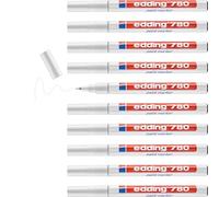 edding Marcador permanente 780 – tinta opaca blanco, punta redonda 0,8 mm, 10 rotuladores