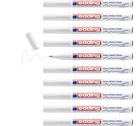 edding 780 marcador de tinta opaca brillante - blanc - x10 - punta extrafina 0,8 mm - rotulador brillante efecto lacado para vidrio, piedras, madera, plástico, papel - color permanente
