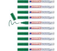 edding 780 marcador de tinta opaca brillante - verde - 10 rotuladores - punta extrafina 0,8 mm - rotulador brillante efecto lacado para vidrio, piedras, madera, plástico, papel - color permanente