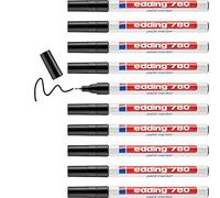 edding Marcador 780 opaco, negro, punta redonda 0,8 mm, permanente, resistente al calor, 10 uds