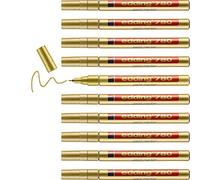 edding 780 marcador de tinta opaca - oro - 10 rotuladores - punta redonda 0,8 mm - para metal, vidrio, piedras o plástico - resistente al calor, permanente, no mancha, impermeable