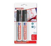 edding 800 marcador permanente - negro - 2 rotuladores - punta biselada 4-12 mm - para marcas llamativas - resistente al agua, secado rápido, indeleble - para cartón, plástico, madera, metal, vidrio