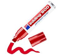 edding 800 marcador permanente - rojo - 1 rotulador - punta biselada 4-12 mm - para marcas llamativas - resistente al agua, secado rápido, indeleble - para cartón, plástico, madera, metal, vidrio