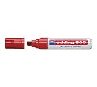 edding 800 marcador permanente - rojo - 1 rotulador - punta biselada 4-12 mm - para marcas llamativas - resistente al agua, secado rápido, indeleble - para cartón, plástico, madera, metal, vidrio