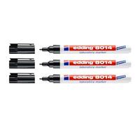 Edding 8014 - Lote de 3 macadores especiales de laboratorio (punta fina, 1 mm), color negro